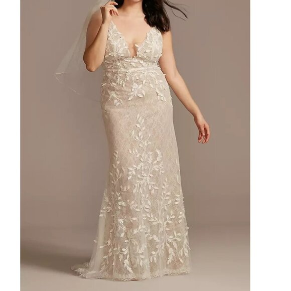 lace overskirt wedding dress Pearl Embroidered Wedding Dress with Tulle Detachable Overskirt M main image 1